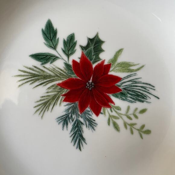 Grace Teaware Christmas Poinsettia Dinner Plates 10.25in Set 4 Holly Berry New - Picture 12 of 16
